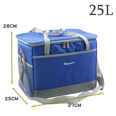 Blue 25L 15L/25L сумка-холодильник, водонепроницаемая сумка для пикника, сумки на плечо для еды, напитков, фруктов, теплоизоляционная сумка, упаковка для льда, Термосумка, холодильник - Цвет: Blue 25L