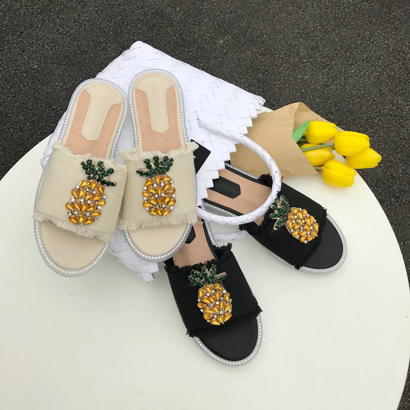 MONMOIRA/сандалии на плоской подошве с открытым носком и ананасом женские роскошные