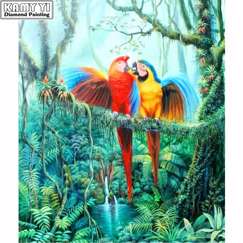 

100% Full 5D Diy Daimond Painting "Parrot Lover" 3D Diamond Painting Round/Square Rhinestones Diamant Painting Embroidery Gift