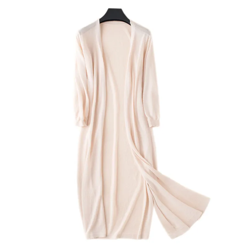 Кардиган женский трикотажный из тонкого шелка на лето и осень свободный Размер 2XL