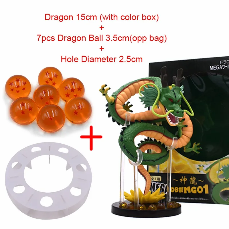 Dragon Ball Z Набор фигурок Дракон шернон+ 7 шт. хрустальные шары+ горный стенд ПВХ Фигурки Коллекционная модель игрушки DBZ - Color: Green With Box