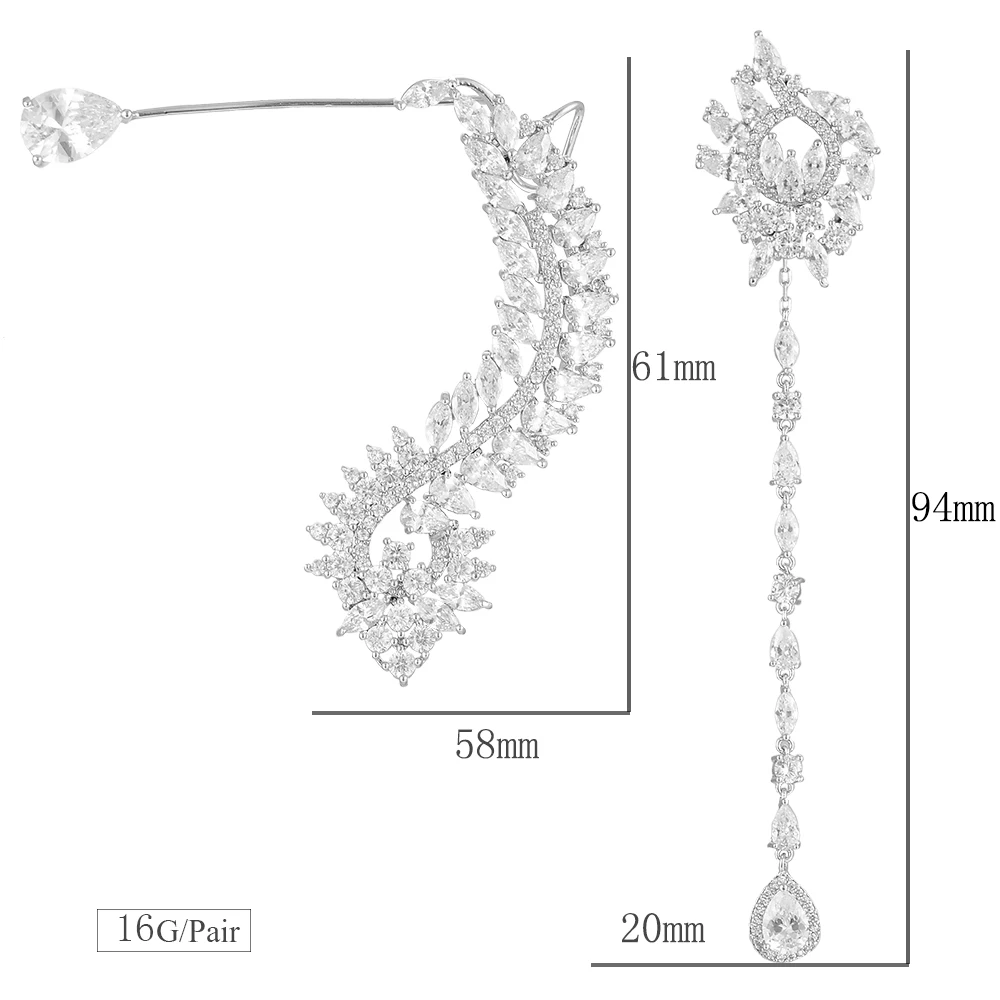 Missvikki Роскошные серьги подвески с фианитами класса ААА перо феникса разноцветные