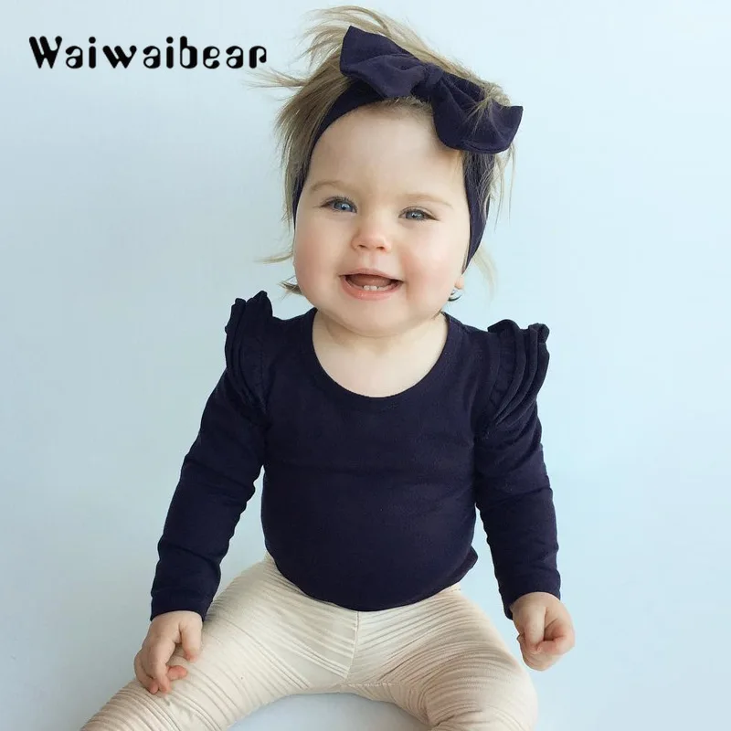 Baby Girl Rompers Autumn Princess Solid Jumpsuits Newborn Cotton Clothes Long -Sleeved Jumpsuit Kids Outfits | Детская одежда и