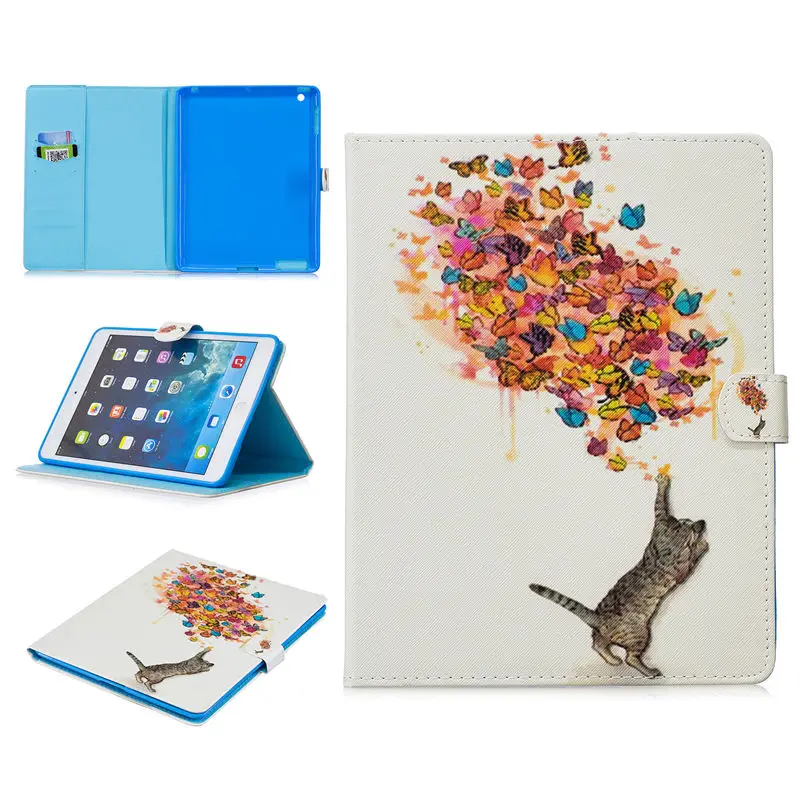 Для Apple iPad 2/3/4 чехол нарисованными животными для планшета из искусственной кожи(полиуретан) с откидной крышкой с функцией подставки для iPad2 iPad3 iPad4 принципиально кожи в виде ракушки+ Защитная пленка на экран+ подставка для ручек