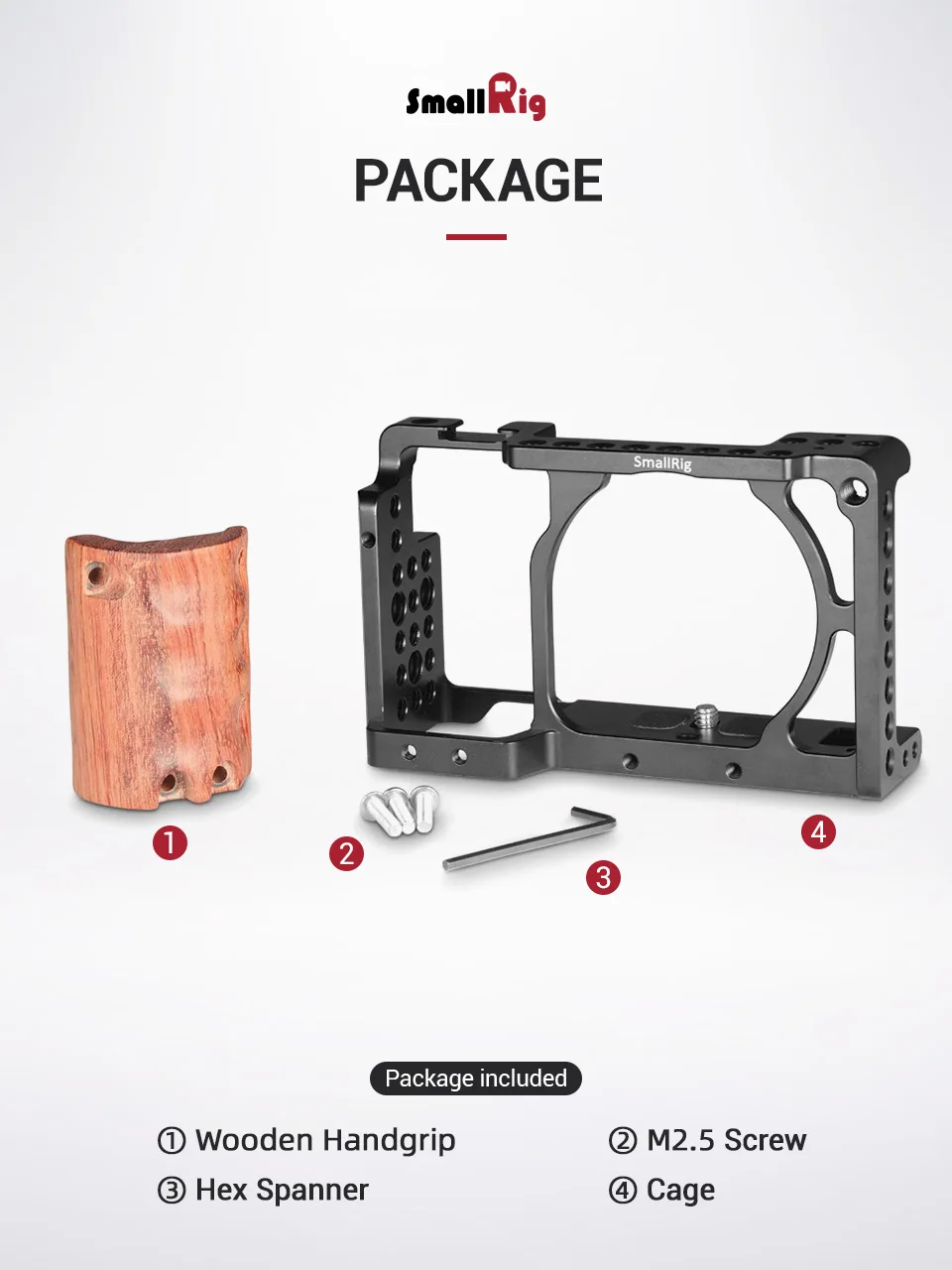 SmallRig a6300 клетка для камеры с деревянной рукояткой для sony A6000/A6300 DSLR Camcorder Cage Kit клетка из алюминиевого сплава-2082