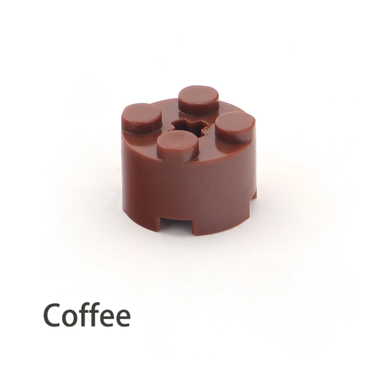 Coffee DIY строительные блоки толстые цифры кирпичи цилиндр 2x2 точки 64 шт./партия развивающие креативный совместим с игрушки для детей - Цвет: Coffee