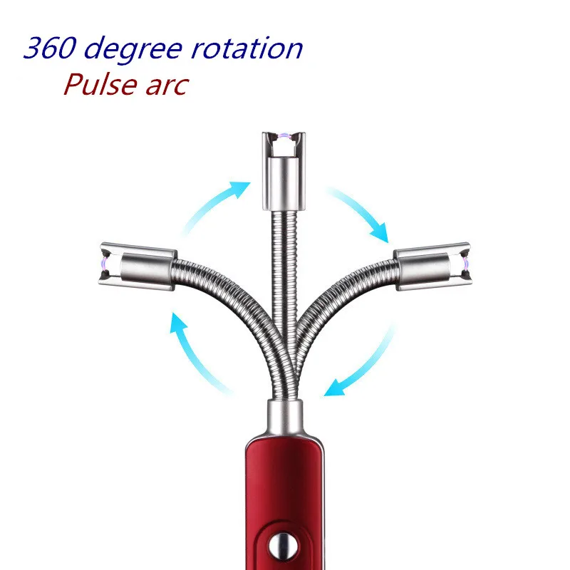Botique-360 градусов Usb для Плазменно-дуговой зажигалки гибкая электрическая зажигалка с подключением к Usb металлическая ветрозащитная Зажигалка для барбекю кухни