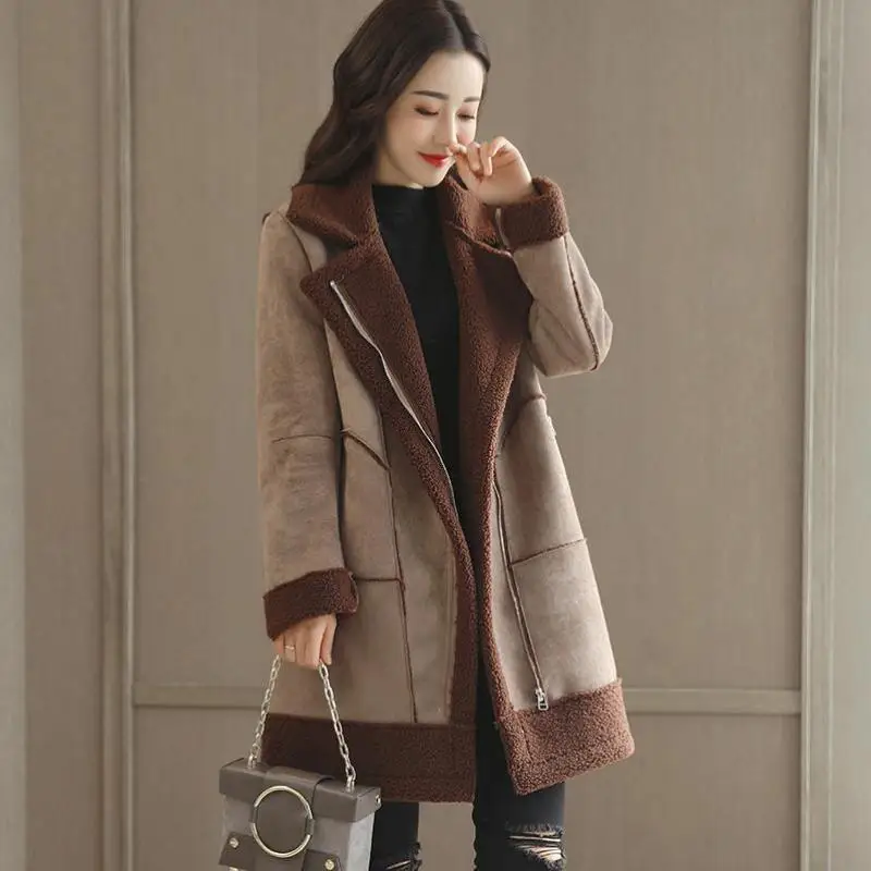 Yingaoxuefei 2017 Winter New Lamb Wool Thick Long Cotton Coat Large Size Padded Jackets |