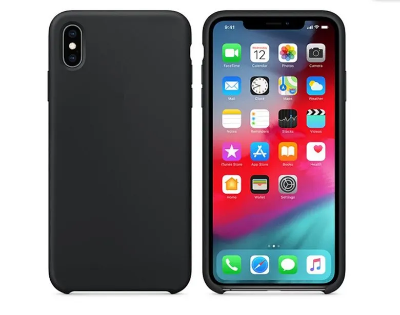 Black Для iphone Xs Max чехол IMD кожа жидкий силиконовый официальный логотип Стиль Защитная крышка для iphone XS XR Xs Max 5,8/6,1/6,5 Дюймов - Цвет: Black