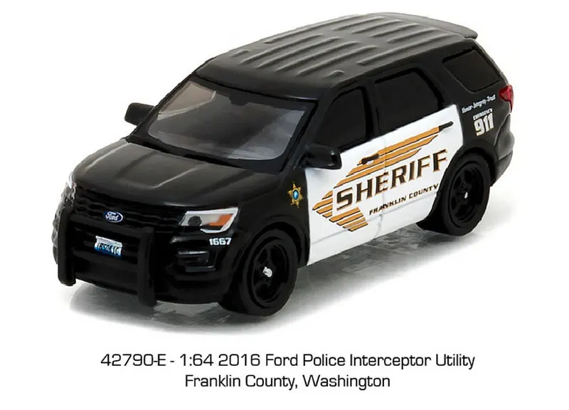 Зеленый светильник 1: 64 Ford Interceptor Utility boutique, автомобильные игрушки из сплава для детей, игрушки для детей, модель оригинальной коробки