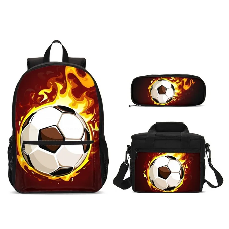 Новинка 2019 детские школьные ранцы 3D Fire Soccer набор школьных рюкзаков для детей
