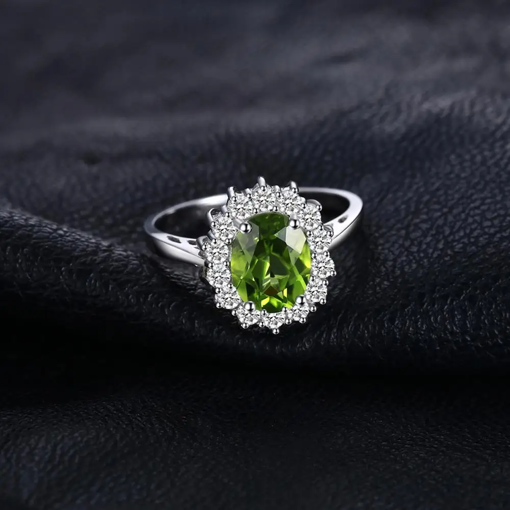 Jewelrypalace 2.74ct Принцесса Диана Уильям Кейт Миддлтон Натуральный Зеленый Перидот Обручение кольцо стерлингового серебра 925 для Для женщин