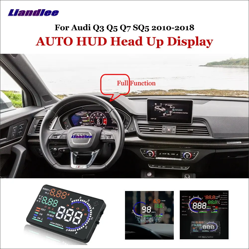 Liandlee Car Head Up Display HUD For Audi Q3 Q5 Q7 SQ5 2010-2018  Dynamic Driving Computer HD Projector Screen OBD Detector