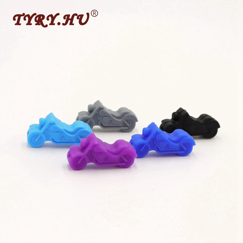 Силиконовые бусины в форме мотоцикла TYRY.HU 25 шт./лот без БФА пищевого качества для