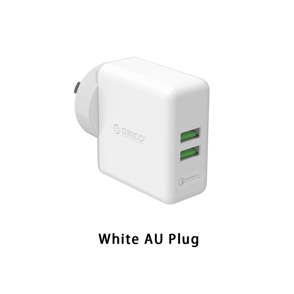 AU Plug Зарядное устройство ORICO с двумя портами, быстрое зарядное устройство QC2.0, 36 Вт, быстрое зарядное устройство USB для быстрой зарядки телефонов, usb-устройств - Тип штекера: AU Plug