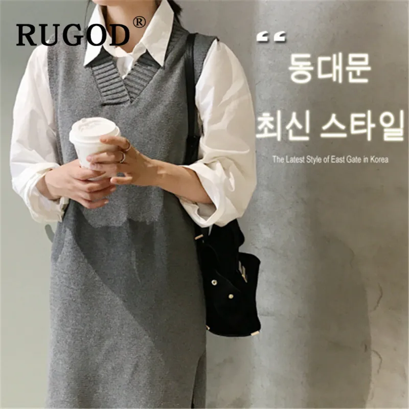 Женское платье-свитер RUGOD повседневное прямое платье миди без рукавов с