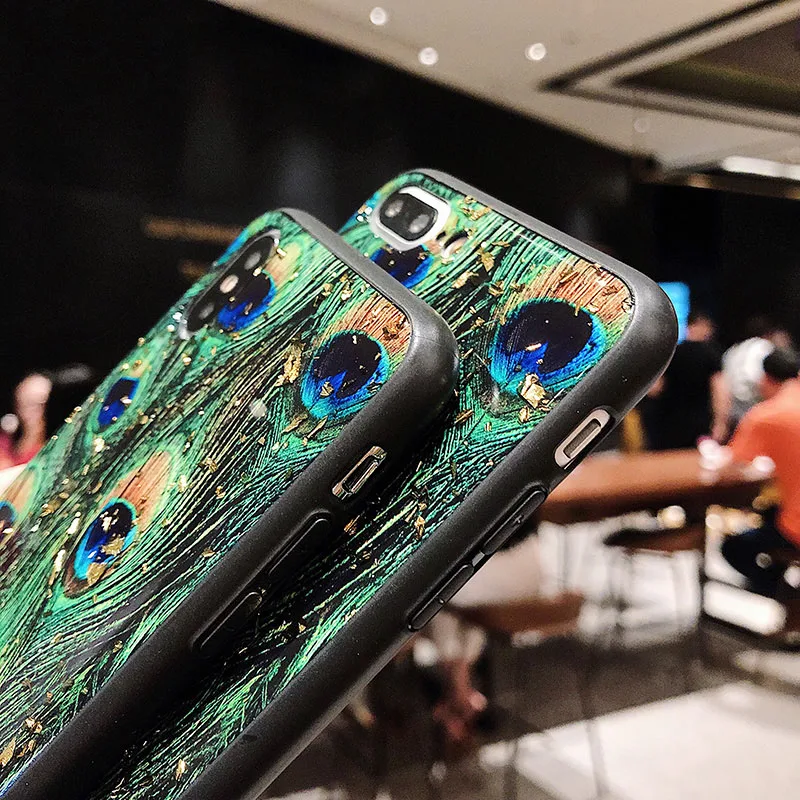 Kerzzil роскошный золотой фольги павлин чехол для iPhone X XS Max XR мягкий TPU 7 8 6 6s Plus