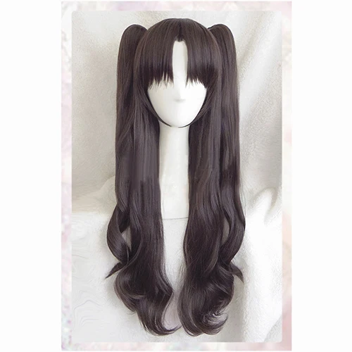 Wig Only Fate/stay night Рин Тосака длинные волнистые коричневый конский хвост термостойкие волосы косплей костюм парик+ рубиновое ожерелье дополнительно - Цвет: Wig Only