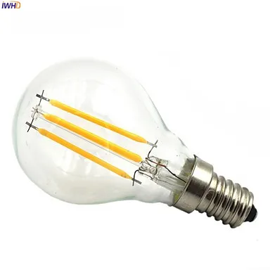 IWHD Bombilla украшения Винтаж ретро лампы накаливания 4 Вт G45 нити светодиодный Edison лампа лампочки с ампулой лампа E14 E27