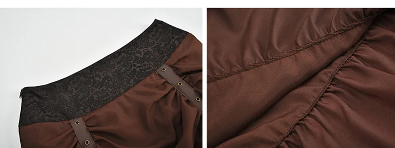 Женская многоярусная юбка Sladuo коричневая готическая в стиле стимпанк с оборками