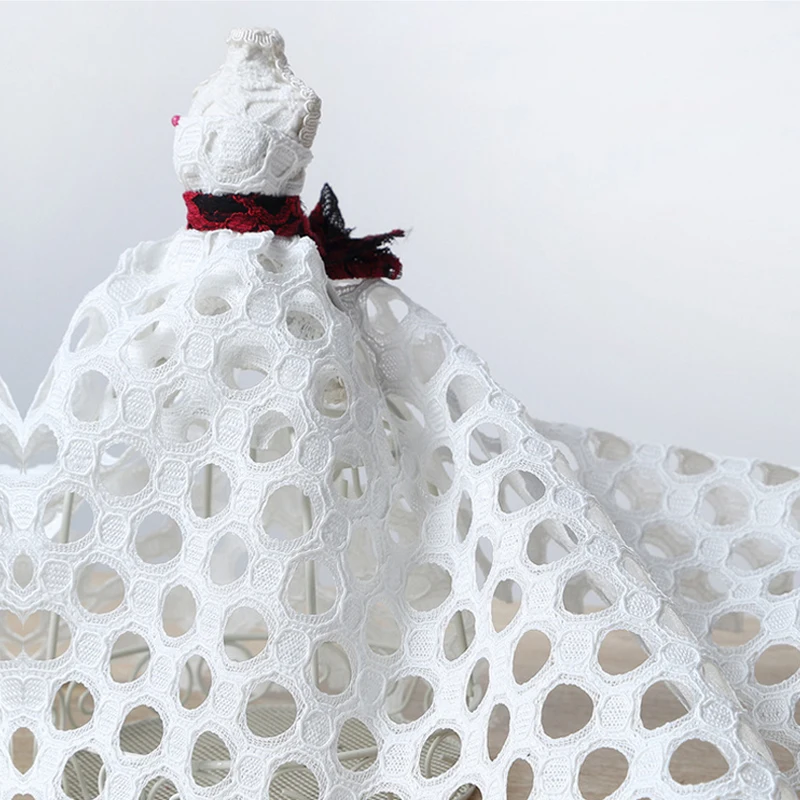 1 ярд не растягивается Новая мода Полые белые кружевные ткани высокого качества