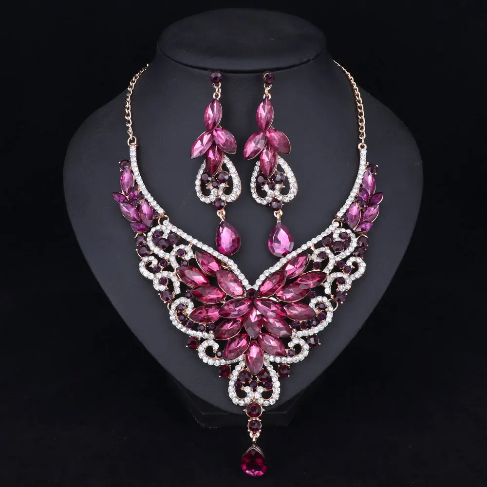 Модные стразы Свадебные Ювелирные наборы для невест вечерние аксессуары