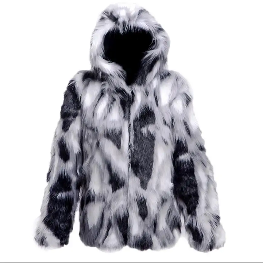 

S-6xl 2020 New Plus Size Fur Coat Personality Wild Casual Men's Autumn And Winter Clothing Imitation Fox Fur Hooded Plush Jacket