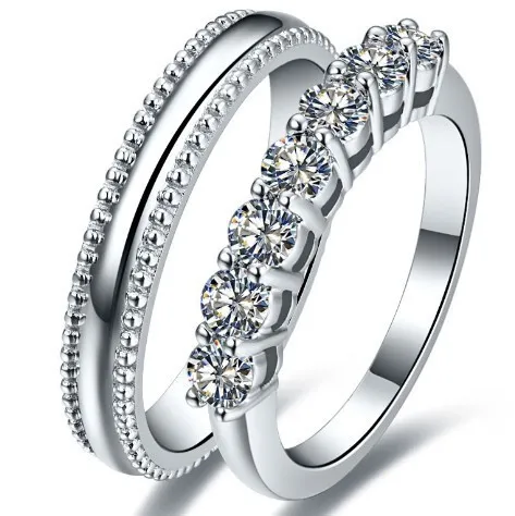 Влюбленных Кольца 0.7Ct NSCD прекрасный Кольца с алмазами стерлингового серебра 925 Platinum покрытием кольцо для предложение Свадебные Обручение