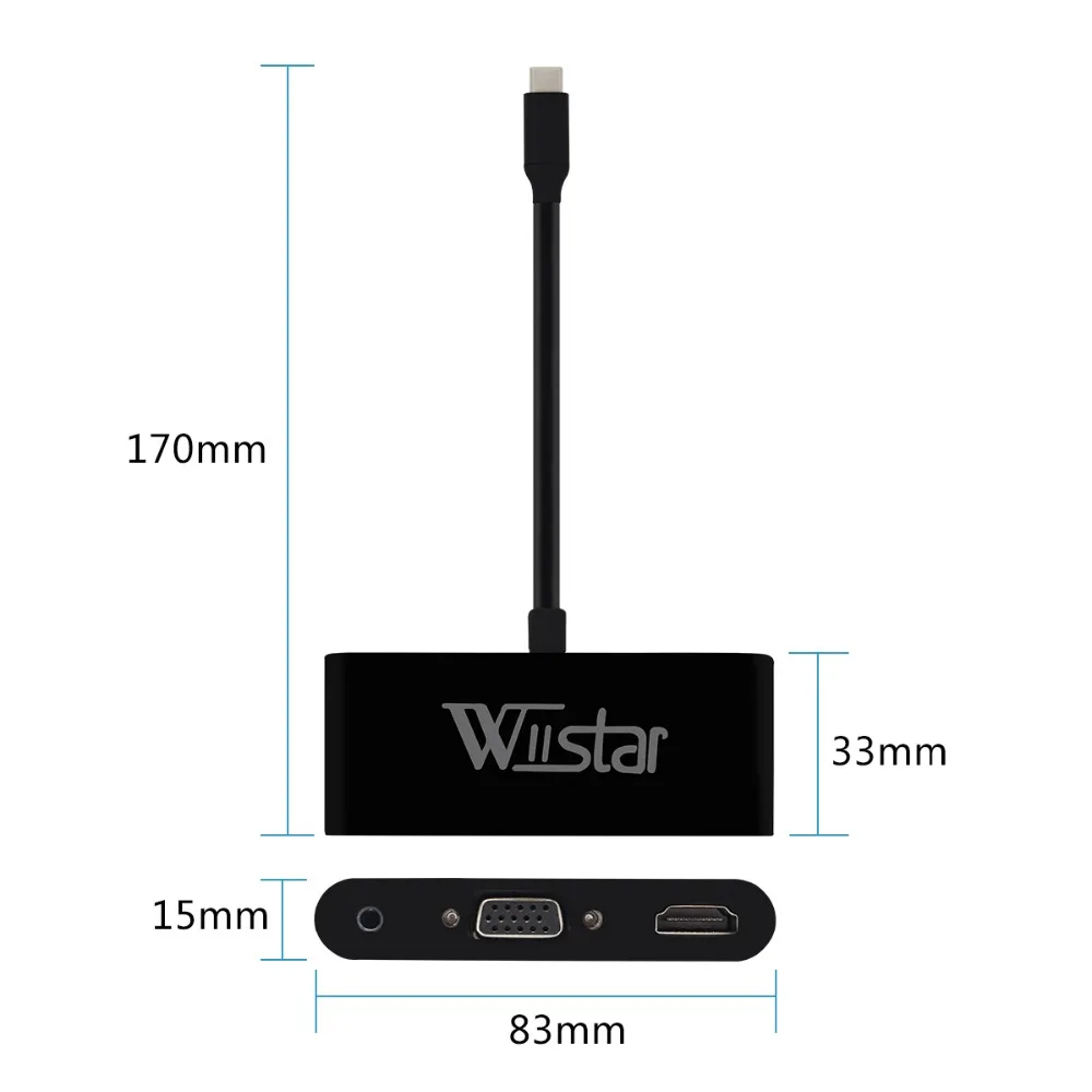 Адаптер Wiistar USB C HDMI VGA Тип к USB3.0 аудио конвертер 4K x 2K для ноутбука Macbook|Кабели VGA| |