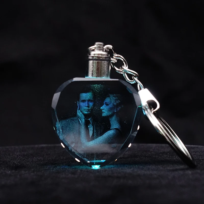 Заказной Кристалл семейная пара фото брелок светодиодный светильник лазерная