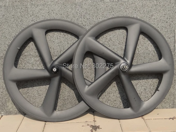 Полностью углеродный матовый (3 K) дорожный велосипед с пятью спицами клинчер