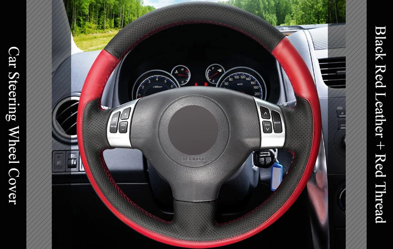 LQTENLEO черный красный кожаный DIY ручной сшитый чехол рулевого колеса автомобиля для Suzuki SX4 Alto Swift Старый Свифт всплеск Opel Agila