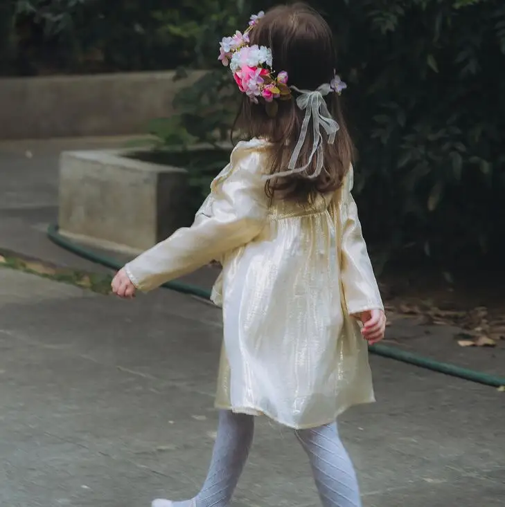 New Autumn Baby Kids Silk Ruffles Boutique Dresses Princess Girls Fairy High Quality Dress 6 pcs/lot Wholesale Free Shipping | Детская