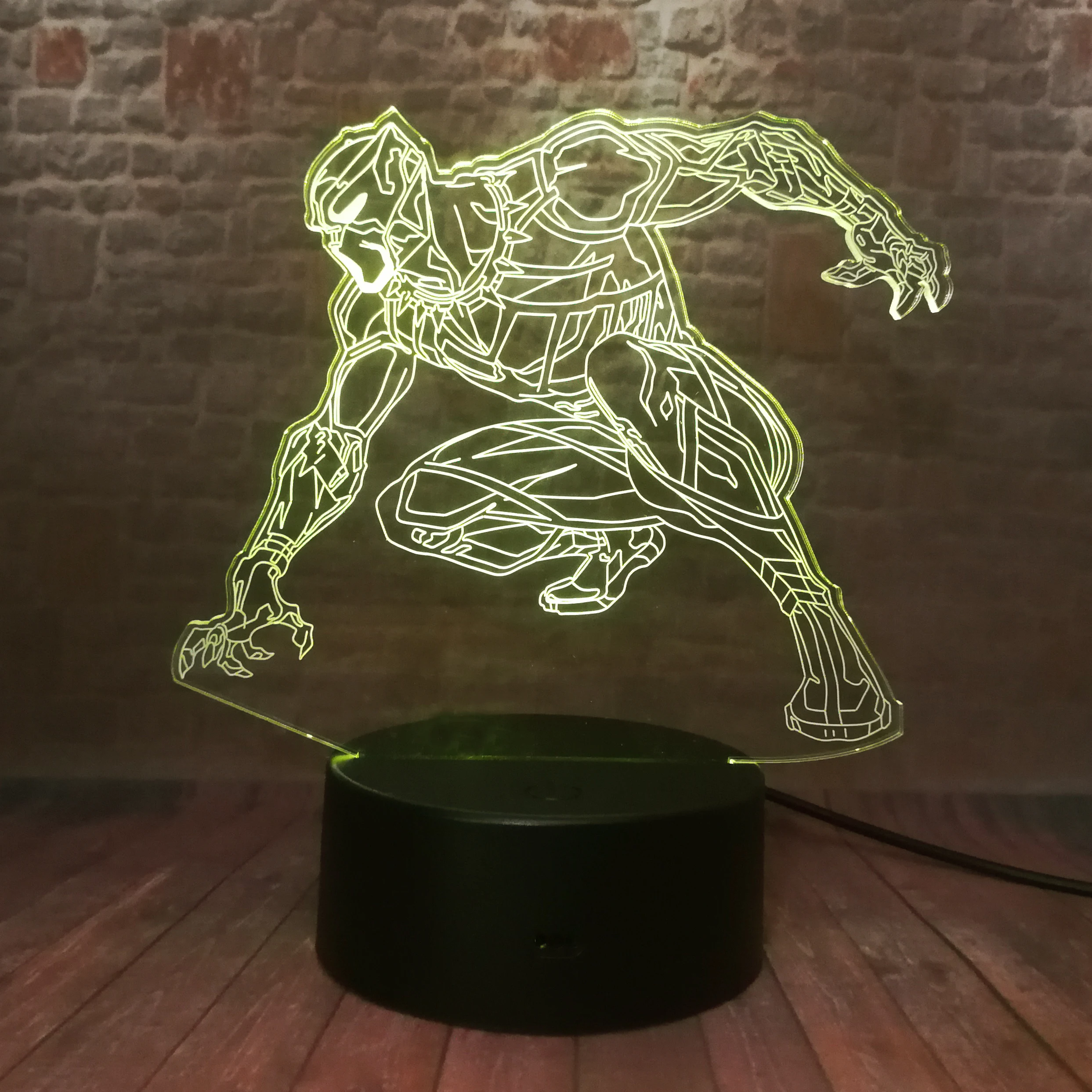 Фигурки черной Пантеры Мстителей 3D иллюзия ночник LED 7 цветов настольная лампа