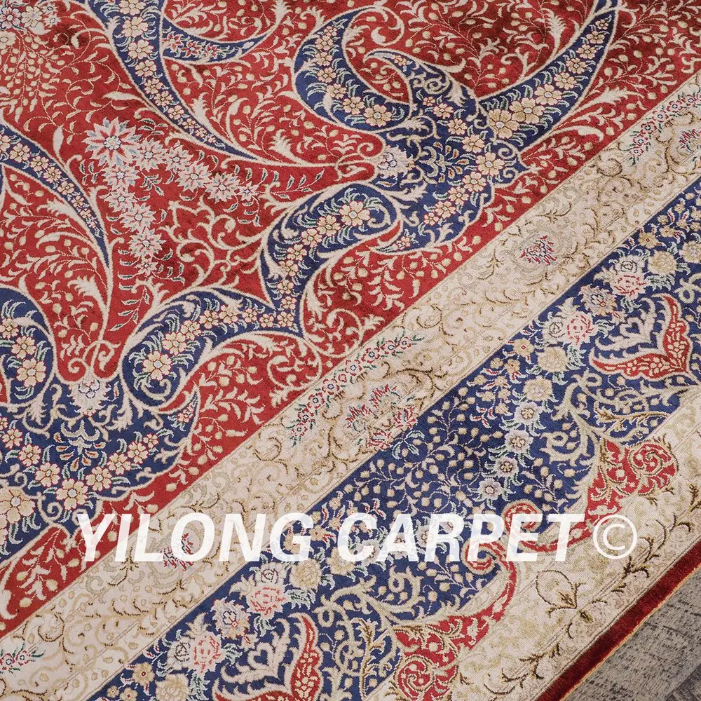 Yilong 8 'x 10' красный ручной УЗЕЛКОВЫЙ Тебризский шелковый ковер восточные