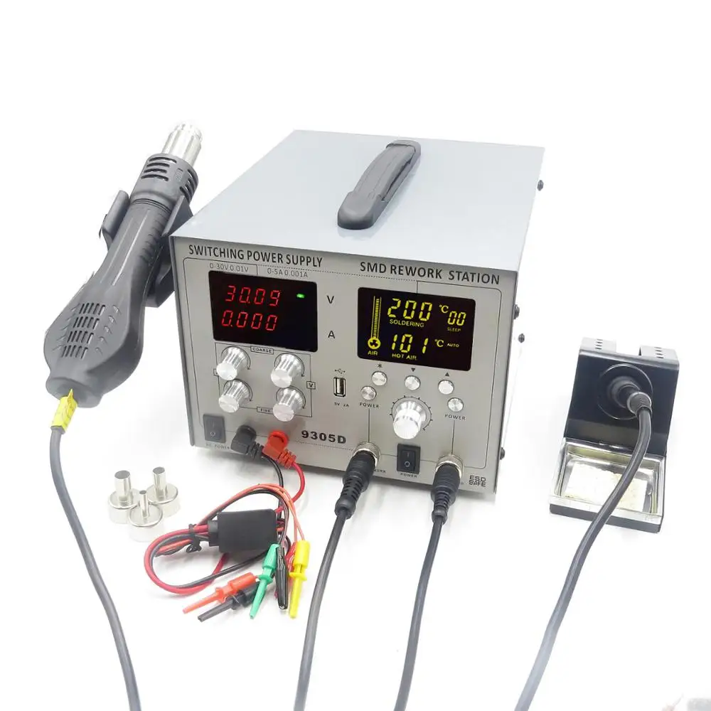 A 110 В/220 В 4 в 1 30 в 5A DC источник питания SMD BGA фена паяльная станция Автоматический Режим сна паяльная станция usb 5v2a - Цвет: A
