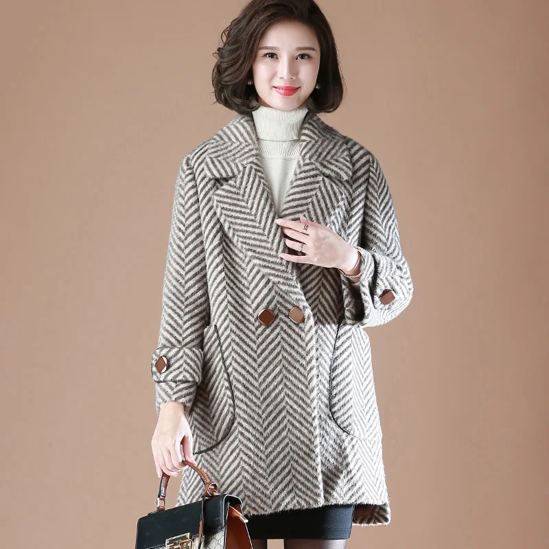 High quality Wool coat women 2019 winter fashion Double-breasted wool long sleeve Female Long Jackets Elegant Blend | Женская одежда
