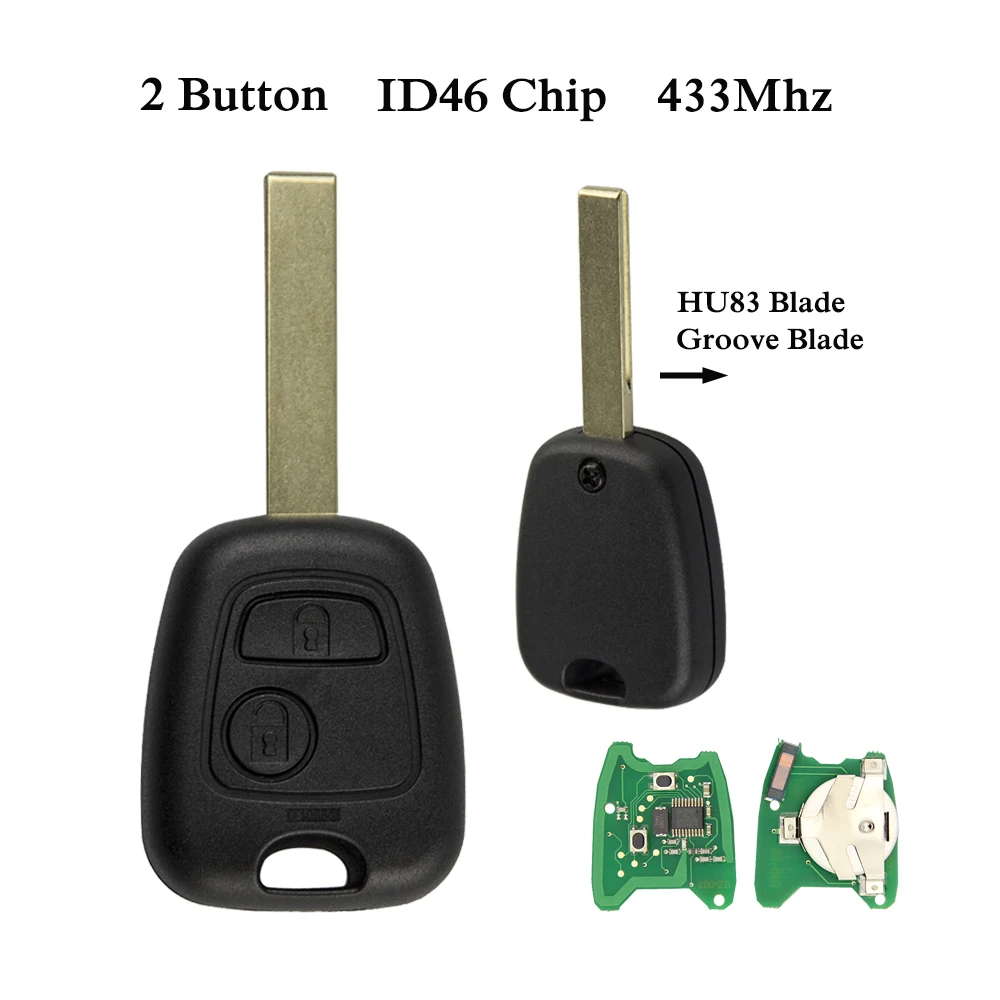 HU83 Blade OkeyTech 433 МГц ID46 чип 2 кнопки дистанционного управления ключ для Citroen C3 C4 C5 Xsara Picasso Berlingo SX9 peugeot 206 207 307 407 - Количество кнопок: HU83 Blade