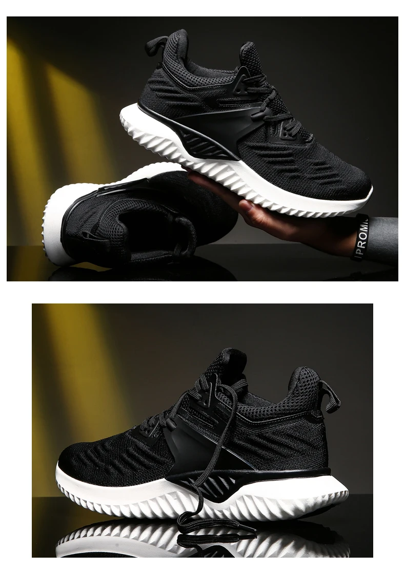 KJEDGB Дизайн высокое качество мужские кроссовки черный серый Flyknit дышащая прогулочная повседневная обувь мужские теннисные туфли большой размер 39-46