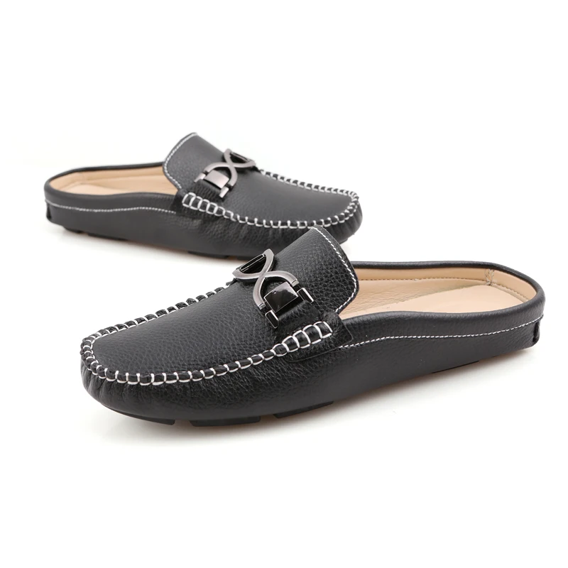 Тапки YEINSHAARS мужские кожаные удобные шлепанцы для улицы без застежки