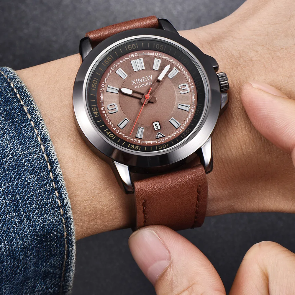 

Men Military Sport Quartz Watches Mens Brand Leather Strap Waterproof Male Clock Wristwatch Masculino