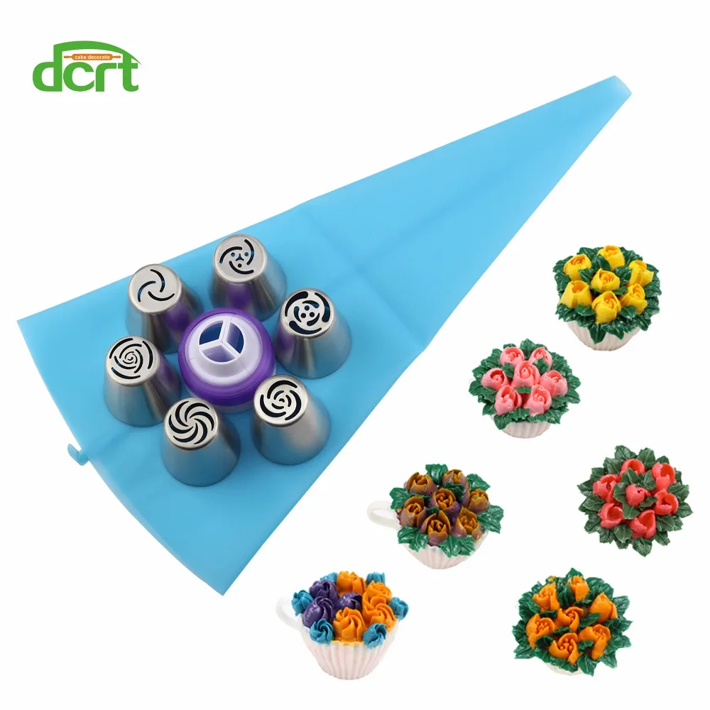 

8 шт./компл. большая русская глазурная трубка наконечники для выпечки форсунки для крема печенья капкейков инструменты для украшения тортов...