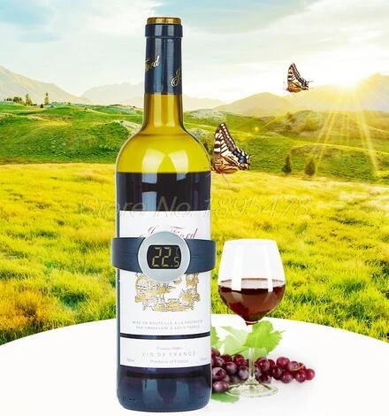 

200PCS Automaticel Electronic LCD Red Wine Bottle Thermometer Digital Wine Watch Temperature Meter Bottle Thermometer Wine Tools