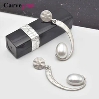 carvejewl unique simple drop dangle earrings simulated pearl curved abstract moon korea design lovely earrings for women jewelry