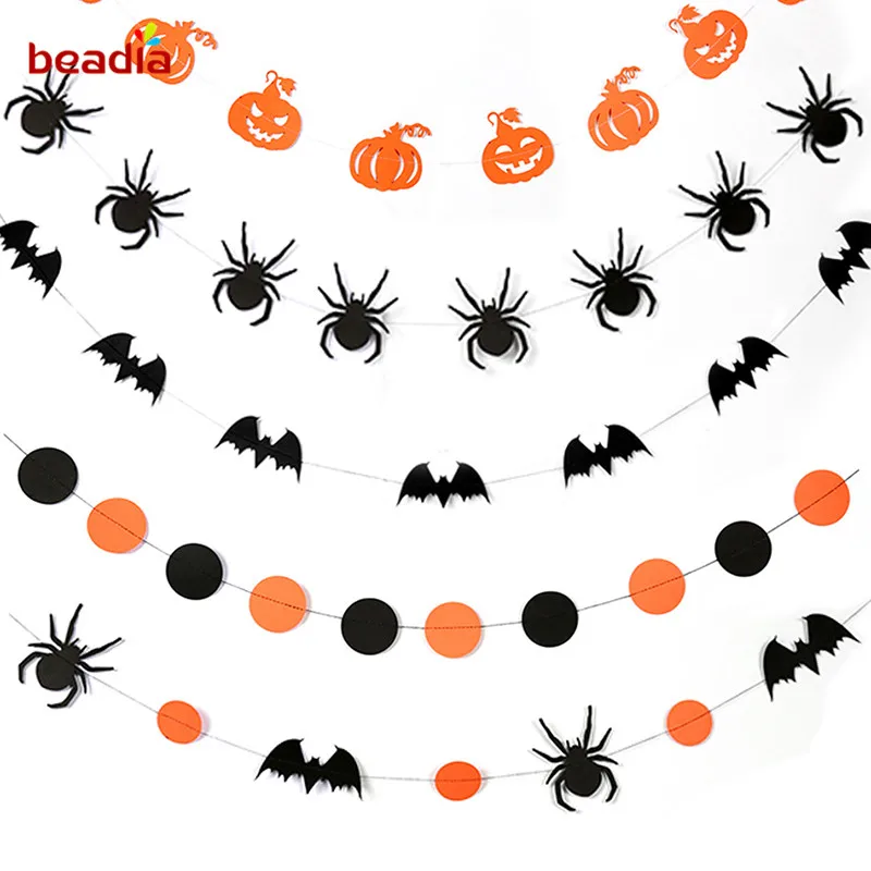 4M Halloween Prop Foil Balloons Bat Spider Web Pumpkin Bunting Banners Paper Garland Kids Party Supplies | Дом и сад