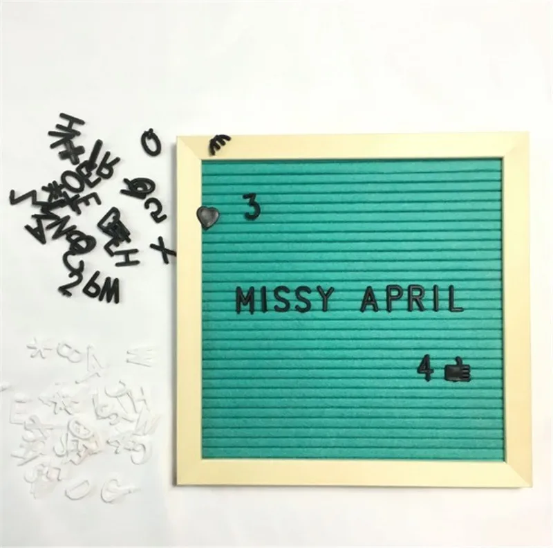 Green Letter Board Войлочная доска с буквами, знак, сообщение для дома и офиса, декоративная доска, Дубовая Рамка, белые буквы, символы, цифры, персонажи, сумка - Цвет: Green Letter Board