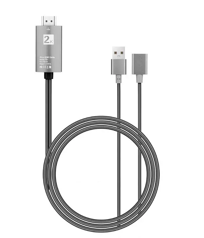 2 м 1080P 2 в 1 USB к HDMI HD ТВ кабель конвертер мобильный телефон к HDMI ТВ Кабель-адаптер для iPhone iPad IOS 8,0 Android телефон