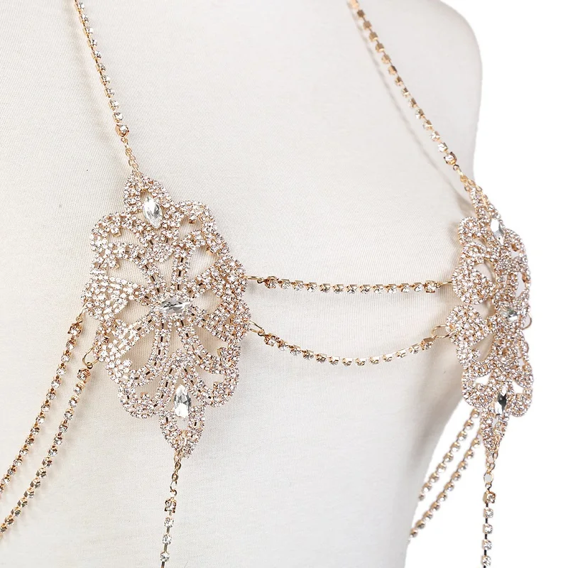 2019 Fashion Statement Jewelry Flowers Sexy Body Necklace Chain Bra Summer Boho Luxury Brassiere Women With Git Box | Украшения и