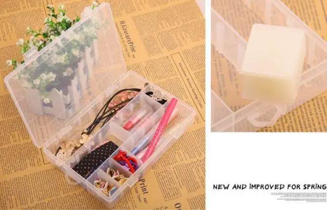 

Новое поступление, 15 отделений, отсек для слотов, регулируемые ювелирные изделия, ожерелье, прозрачная коробка для хранения, держатель для ф...