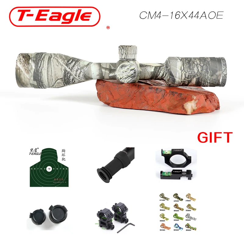 Охота оптический прицел T-Eagle CM4-16x44AOE тактический прицел AirRifle снайперская винтовка с оптическим прицелом оптический прицел камуфляж HD R/G охотничьи прицелы калиматорный прицел прицел оптический коллиматорны